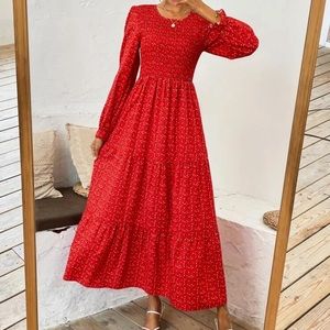 Red summer maxi dress